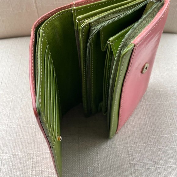 Kate Spade Women Wallet Pink/Green Leather Clutch Wrislet Card holder Purse - Picture 12 of 12
